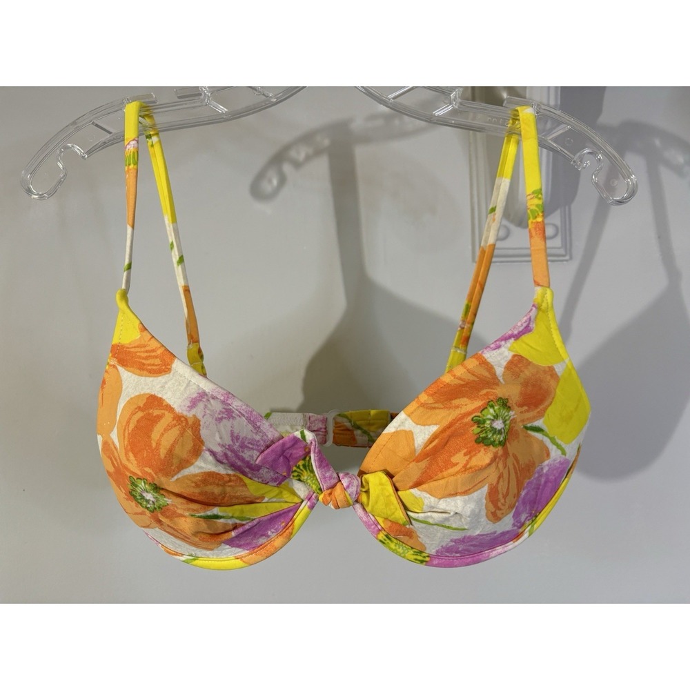 VTG JAM'S WORLD Tropical Floral‎ Underwire Bikini Top L D